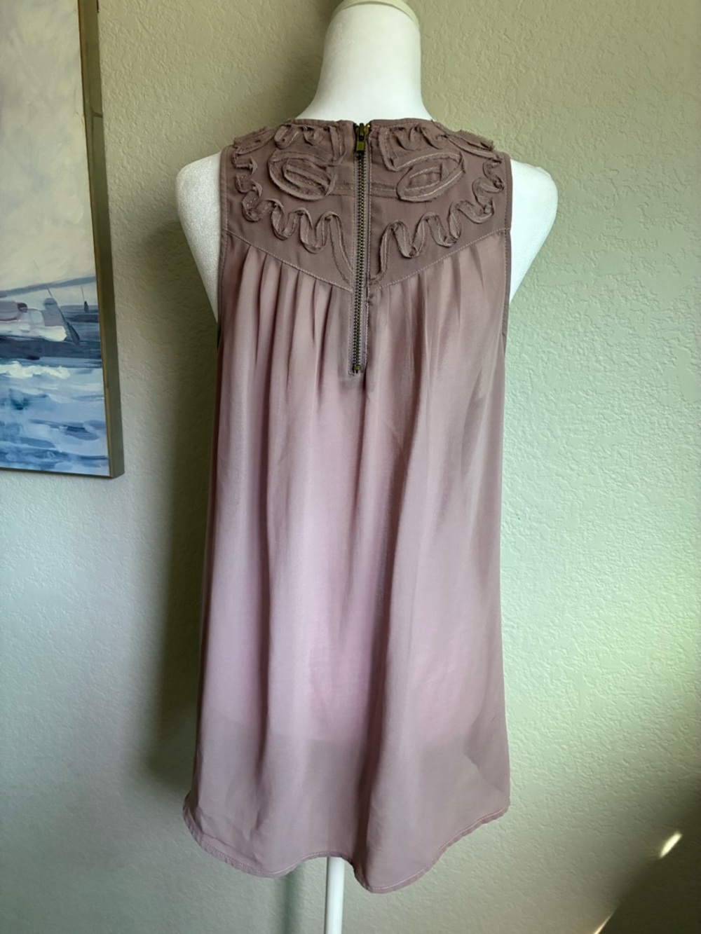 Vintage Forever 21 Mauve Appliqué V-Neck Tank Top Size Large - Picture 5 of 7